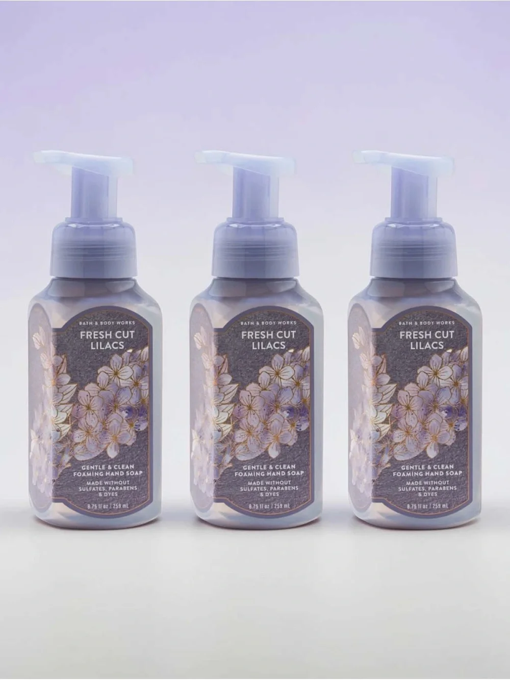 Bath & Body Works Fresh Cut Lilac Foaming Hand Soap Set of 3 Floral Scents New